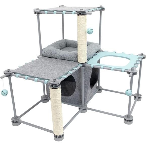 Product Reviews For KITTY CITY Claw Mega Kit 46.75-in Faux Fleece Cat Tree & Condo - 13
